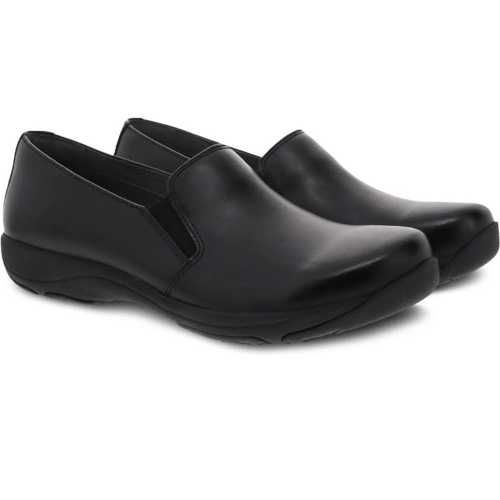 Dansko Nora Black Leather Slip On Shoe - Slip Resistant
